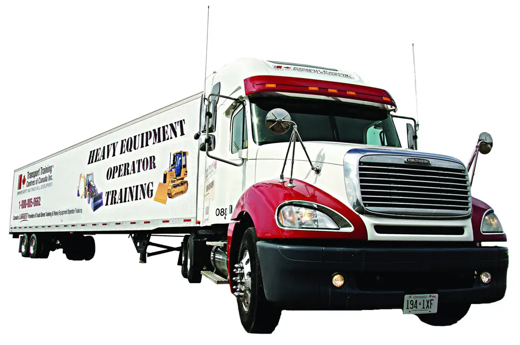 Photo of a truck with the TTCC logo on the side and the words Heavy Equipment Operator Training